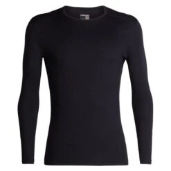 Icebreaker Mens Merino 200 Oasis Long Sleeve Crew Base Layer In Black