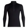 Icebreaker Mens Merino 260 Tech Long Sleeve Half Zip Base Layer In Black -Motorcycle Apparel Store BRE003 1
