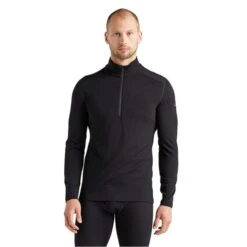 Icebreaker Mens Merino 260 Tech Long Sleeve Half Zip Base Layer In Black -Motorcycle Apparel Store BRE003 4