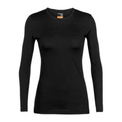 Icebreaker Womens Merino 200 Oasis Long Sleeve Crew Base Layer In Black