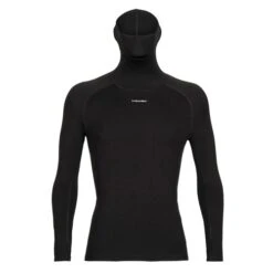 Icebreaker Mens 300 MerinoFine Long Sleeve Baffle Neck In Black