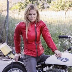 Helstons Ladies KS70 Jacket In Red -Motorcycle Apparel Store HLS211 4