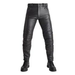 Pando Moto Katana Leather Jeans In Black