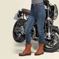 PMJ Sara High Waist Ladies Jeans In Blue -Motorcycle Apparel Store PMJ005 3