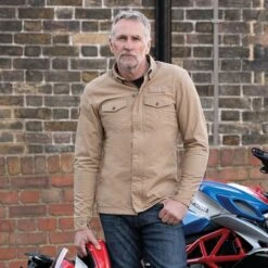 Richa Hamada Shirt With D3O Ghost Armour In Camel -Motorcycle Apparel Store RI369 5