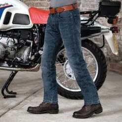 Rokker Rokkertech Tapered Slim Jeans In Blue -Motorcycle Apparel Store ROK1067 4