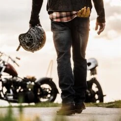 Rokker Rokkertech Tapered Slim Jeans In Dark Blue -Motorcycle Apparel Store ROK1072 4