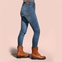 Rokker Rokkertech High Waist Ladies Jeans In Blue -Motorcycle Apparel Store ROK2412 4
