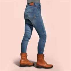 Rokker Rokkertech High Waist Ladies Jeans In Blue -Motorcycle Apparel Store ROK2412 5