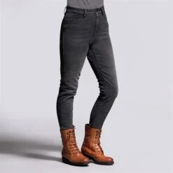 Rokker Rokkertech High Waist Ladies Jeans In Grey -Motorcycle Apparel Store ROK2415 3
