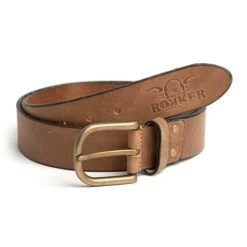 Rokker Oakland Belt In Light Brown With Gold Buckle