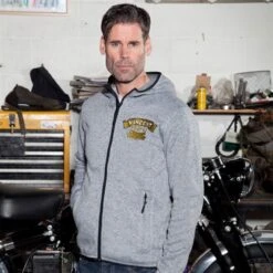 Vincent HRD Hoodie In Grey -Motorcycle Apparel Store VIN005 3